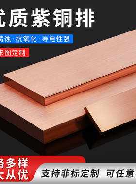 t2紫铜排紫铜板铜排扁条纯红铜板材铜片镀锡铜条接地母排加工定制