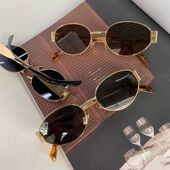 复古老钱风金属椭圆形墨镜女款 防晒高级感小框港风凹造型太阳眼镜