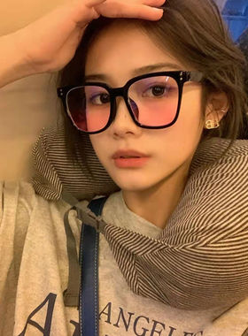 gm黑框眼镜女防蓝光腮红眼睛防紫外线女款大脸显瘦ins风素颜神器