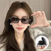 可折叠椭圆太阳镜韩版 时尚 百搭防晒防紫外线开车偏光护眼墨镜女