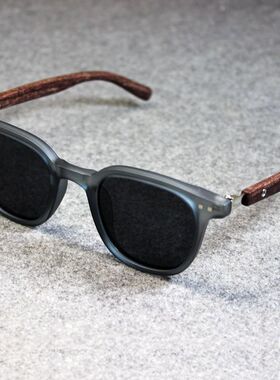 新款日潮vintage文艺复古偏光太阳眼镜街拍男女木纹腿遮阳墨镜