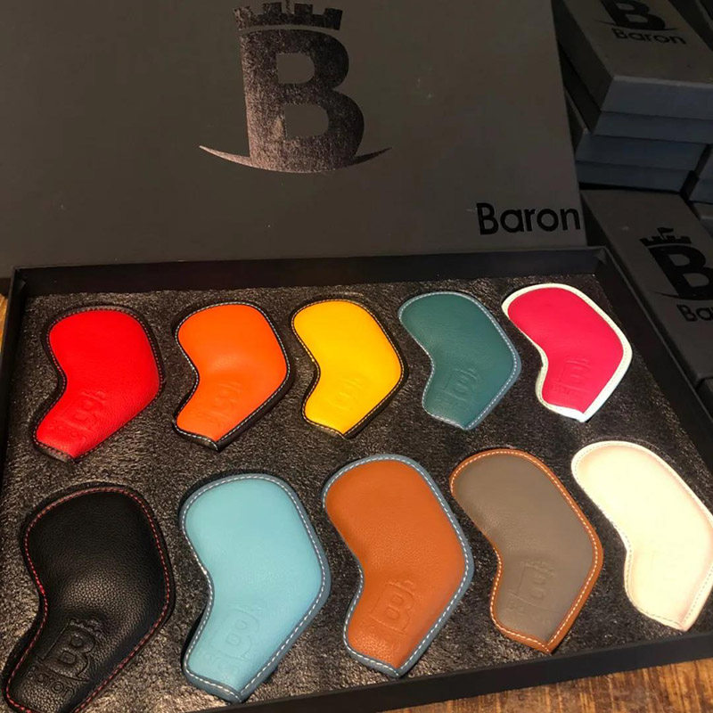 新品韩国baron彩色高尔夫球杆套真皮铁杆杆头套牛皮球杆保护套