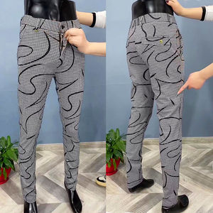 高档欧货男士小西裤春秋千鸟格提花直筒裤潮流时尚弹力商务休闲裤