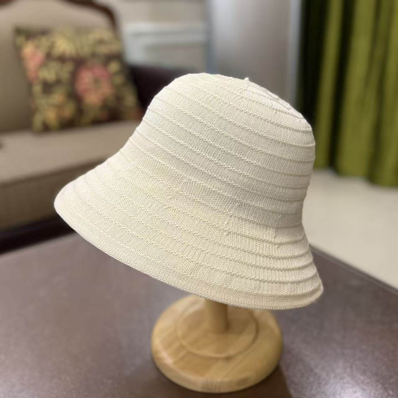 针织渔夫帽女夏季防晒显脸小可折叠水桶帽简约时尚盆帽