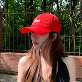 字母刺绣鸭舌帽子 防晒遮阳帽新款 正红色速干棒球帽女夏季 户外薄款