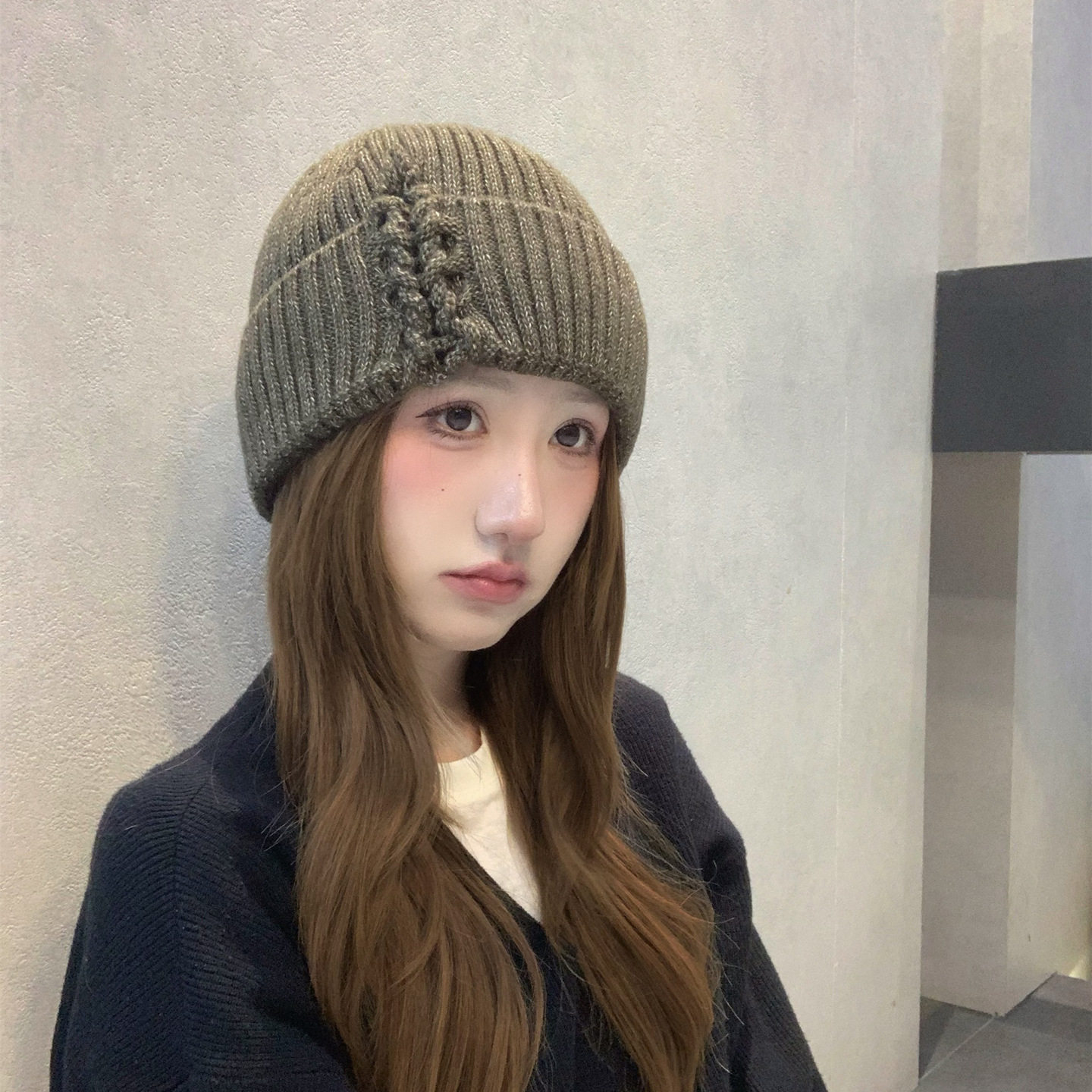 韩版绑带毛线帽女秋冬保暖护耳包头帽显脸小高品质帽子针织帽女款