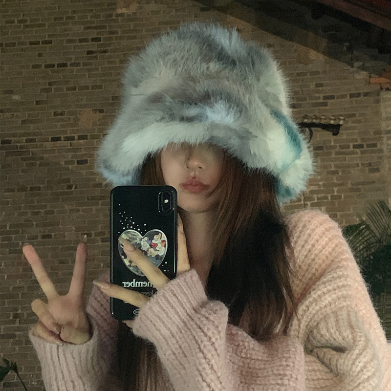 扎染混色毛绒帽女秋冬季显脸小渔夫帽保暖护耳盆帽韩版毛茸茸帽子,服饰配件/皮带/帽子/围巾,帽子,淘宝优惠券,粉丝福利购,淘宝优惠卷