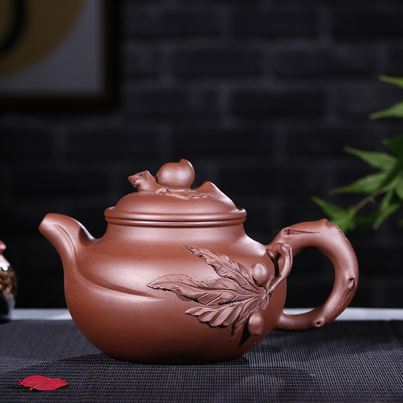 宜兴手工原矿紫泥寿桃容量0茶具