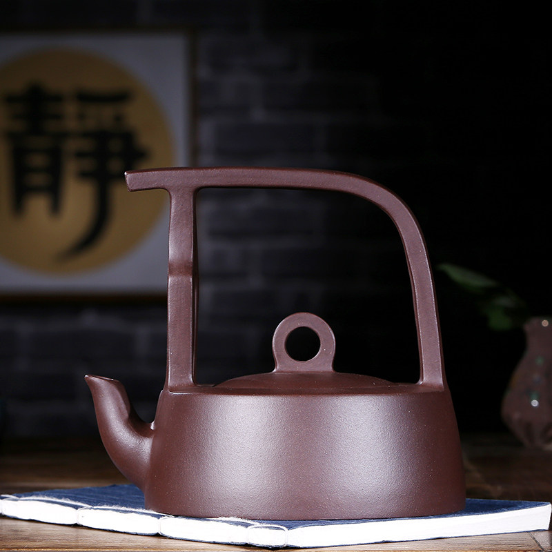 正品经典景舟提梁老壶原矿紫泥