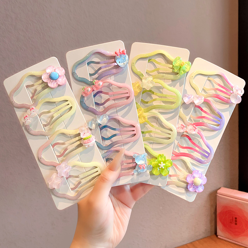 渐变卡通儿童云朵发夹女童刘海碎发BB夹小女孩公主后脑勺发卡头饰