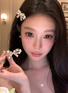 爆闪满锆珍珠蝴蝶结刘海夹