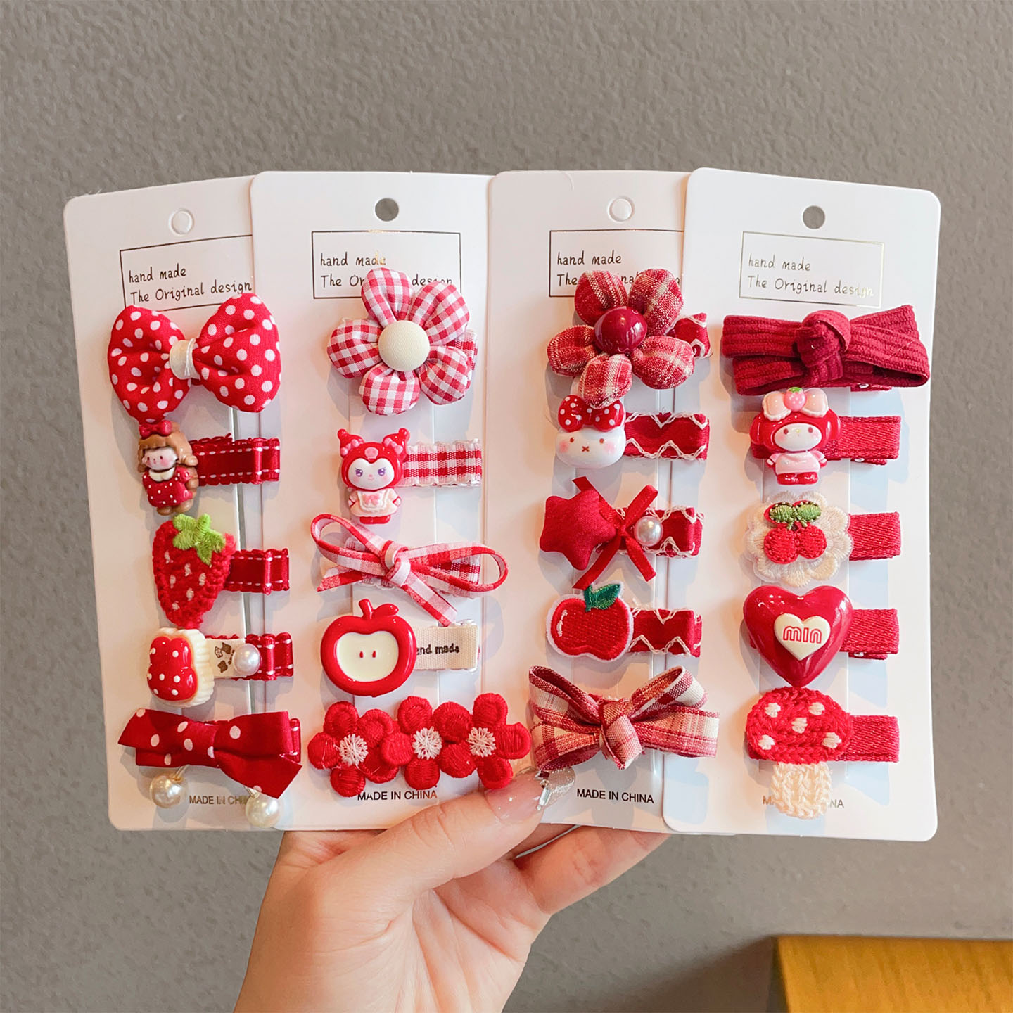 儿童红色布艺发夹新年喜庆发卡