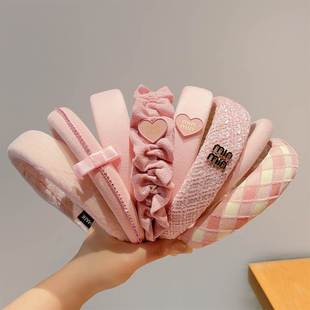 儿童粉色甜美发箍女童不勒头防滑头箍小女孩发卡头饰发捆2024新款