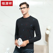 Heng Yuan Xiang dày quanh cổ áo len nam mùa thu và mùa đông tinh khiết len ​​áo len thương hiệu jacquard áo len nam DA Yuen Cheung - Áo len