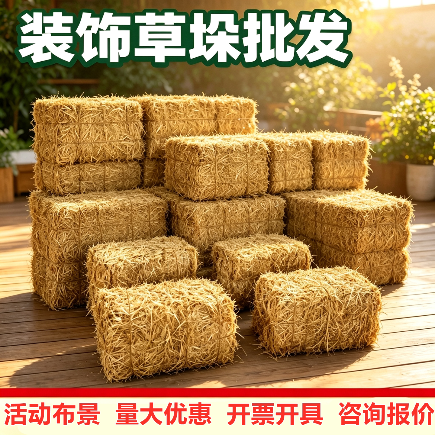 稻草垛批发田园活动造景草墩展会农庄装饰稻草堆道具量大价优现货