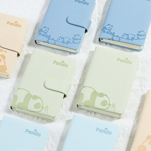 申士熊猫搭扣小笔记本本子定制可印logo便携随身口袋本迷你笔记本小号高颜值可爱日记本备忘录随手记事手账本