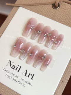 Mm nail腮红星星穿戴甲猫眼手工定制美甲中长款可拆卸成品甲片