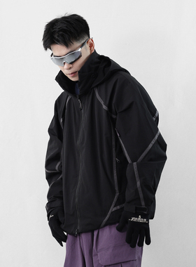 BREAK MIX户外防泼水徒步登山软壳冲锋衣男复古骑行连帽夹克外套