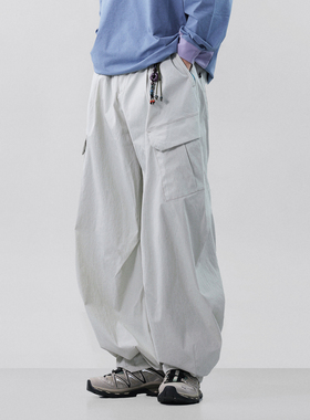 BREAK MIX户外防水软壳冲锋裤男宽松伞兵阔腿裤直筒工装休闲长裤