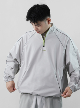 BREAK MIX 户外机能防风防水软壳夹克男反光条休闲骑行服套头外套