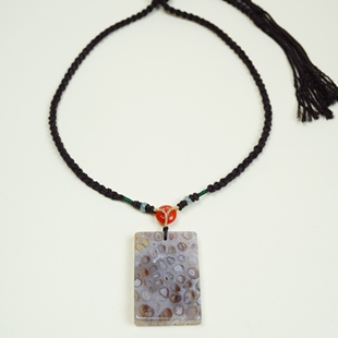 天然珊瑚玉南红平安扣配饰高级原创设计纯手工编织可调节项链男女