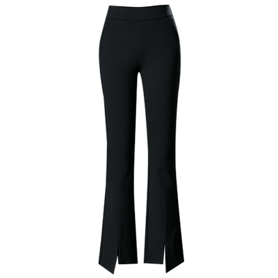 秋季女士白色微喇休闲裤四面弹力修身显瘦开叉鱼尾裤秋装喇叭裤子