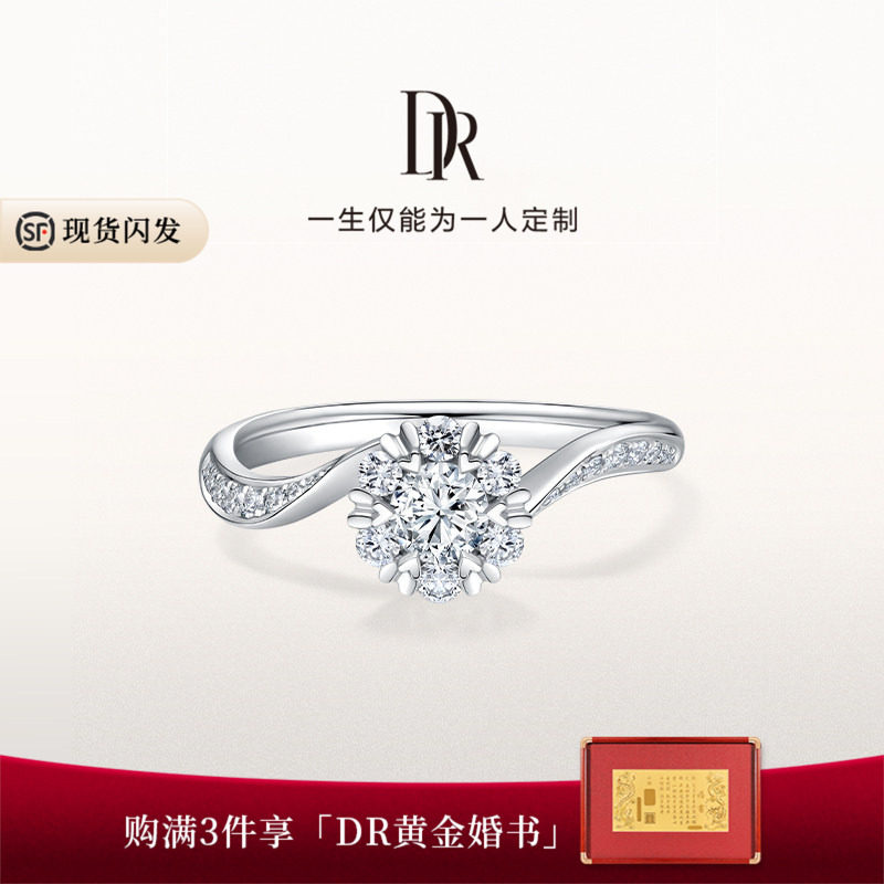 DR求婚钻戒六爪群镶圆形钻戒图片