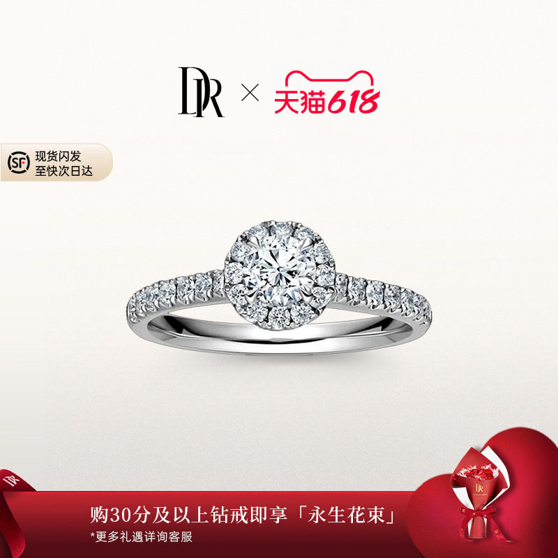 DRLOVE MARK简奢求婚钻戒钻石戒指群镶圆形18K金女戒定制WJ0378