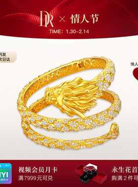 【DR巴黎秀款】DRAGON 心有独钟手镯钻石镶嵌群镶黄18K金SZ0095
