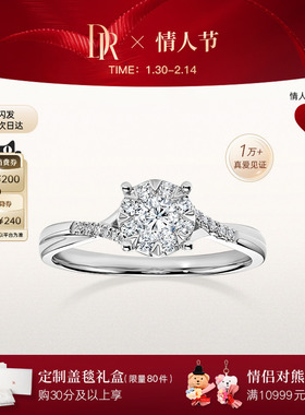 [情人节礼物]DRBELIEVE 光芒扭臂款订婚求婚钻戒铂金钻戒WJ0191