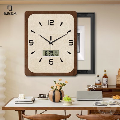 中古风电表箱装饰画复古美拉德带钟表免打孔遮挡竖版配电箱盒挂画