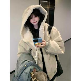 2025超火巨好看的冬装外套棉服女短款小个子加绒加厚保暖连帽棉袄