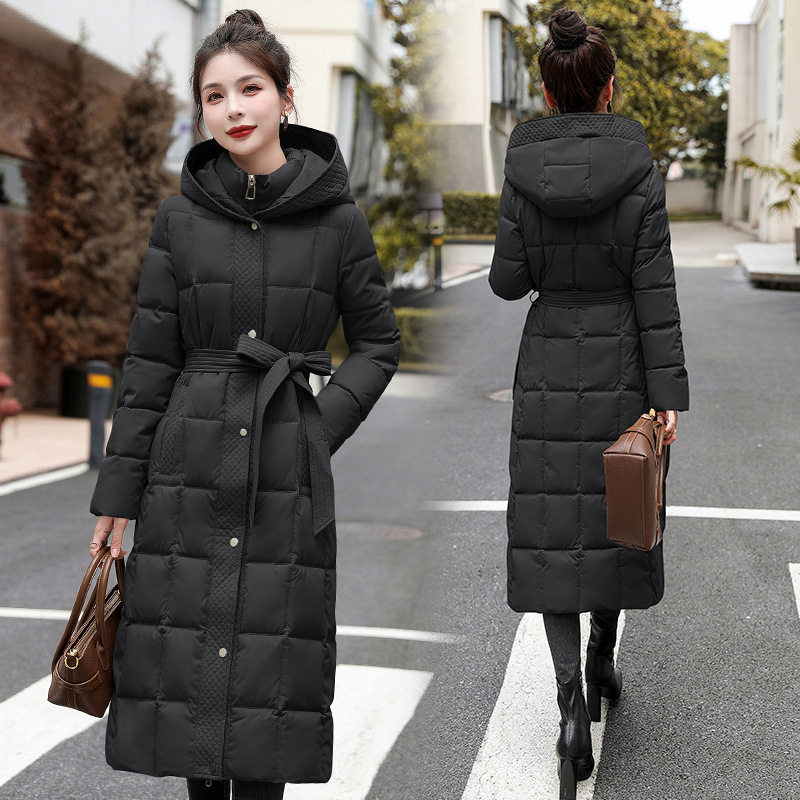 冬季新款时尚格纹羽绒棉服加长款修身收腰棉衣加厚百搭过膝外套女,女装/女士精品,棉衣/棉服,淘宝优惠券,粉丝福利购,淘宝优惠卷