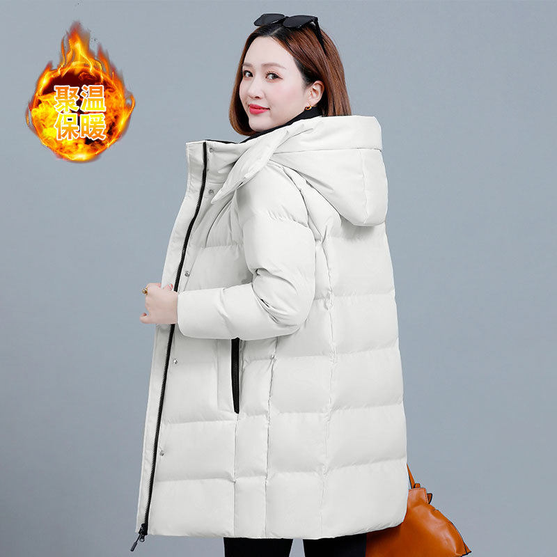 羽绒棉服女中长款2025新款韩版宽松棉衣妈妈冬装加厚棉袄外套