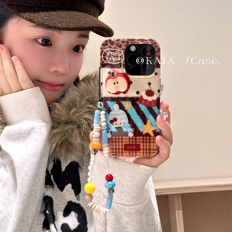 冰川纹凯蒂猫适用苹果16手机壳