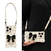 四角挂绳壳蝴蝶结适用苹果16promax手机壳红米k80小米15华为pura70新款mate60pro荣耀300女Reno13防摔VIVOS20