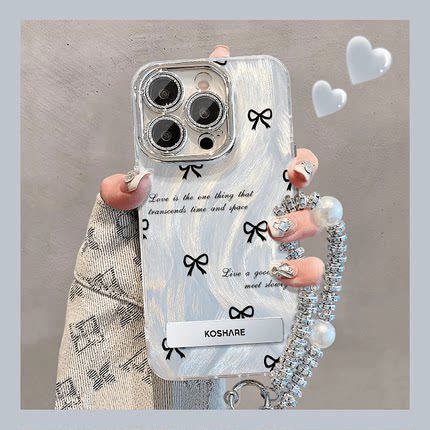 蝴蝶结适用苹果15promax手机壳iPhone14/13pro新款opporeno12全包镜头8plus华为P70女mate60pro荣耀200小米14