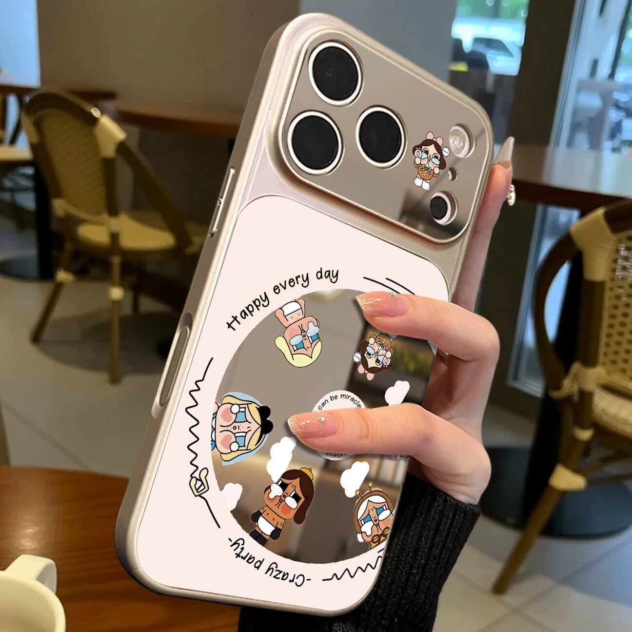 唱片哭娃适用苹果17promax手机壳iPhone16新款15PLUS可爱14镜面15promax防摔全包13pro卡通女17air秒变17好看
