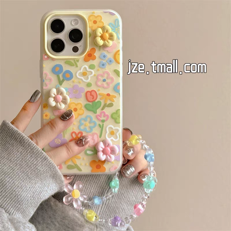 ins风立体油画花朵适用苹果16promax手机壳华为Pura70新款mate60pro保护套opporeno12女vivos20小米15荣耀300