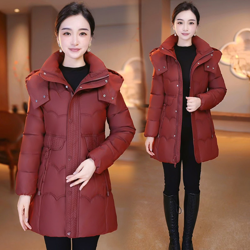 冬季羽绒棉服女中长款