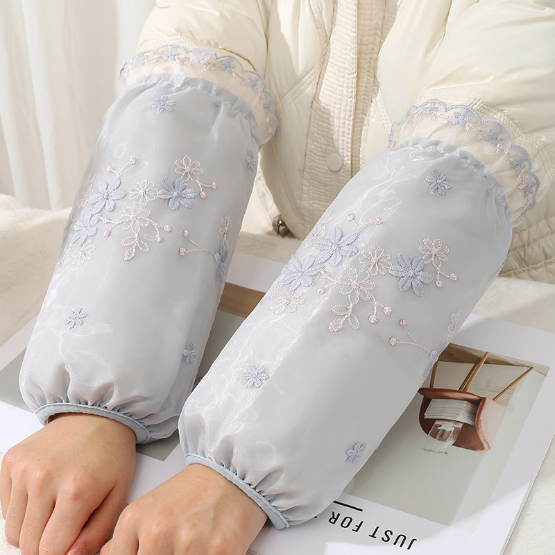 长款蕾丝羽绒服袖套成人上班防脏套袖女款秋冬洋气百搭家务护袖头