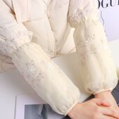袖 长款 头 羽绒服防污学生套袖 家用成人护袖 双层蕾丝袖 套上班秋冬季