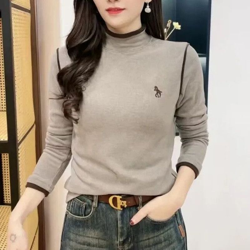 妈妈装半高领保暖德绒时尚打底衫