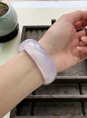 慕溪源纯天然紫色玛瑙飘花手镯玉镯民族风玉石内径56MM