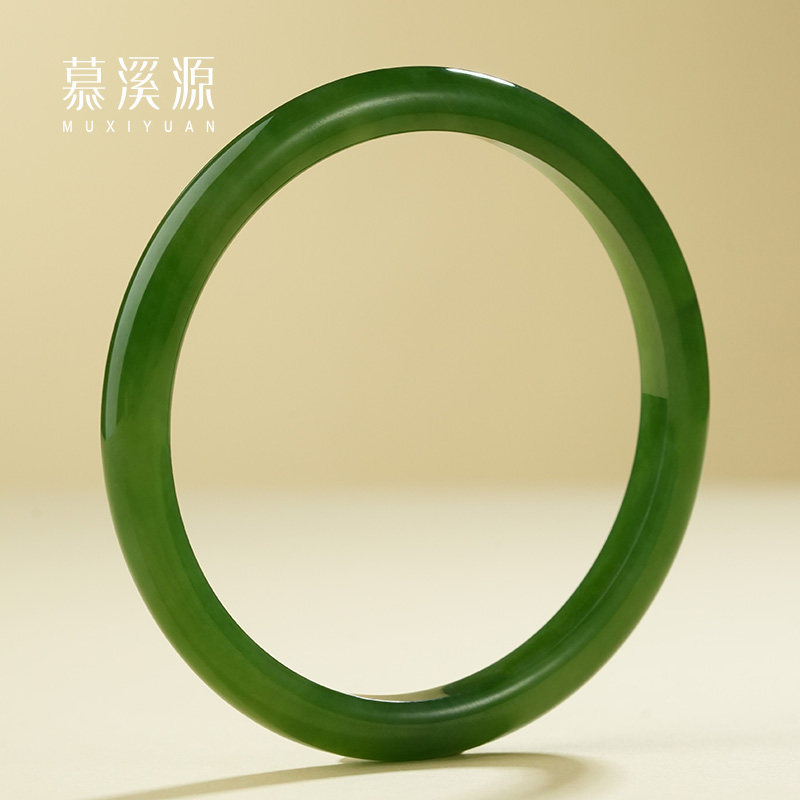 慕溪源和田玉碧玉手镯叮当镯