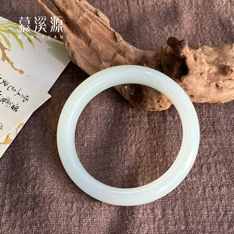 慕溪源和田玉羊脂玉手镯天然玉石玉镯新中式高级时尚送妈妈礼物