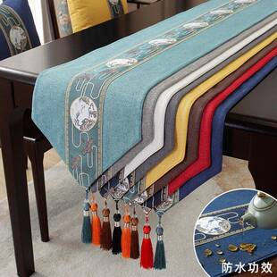 新中式防水桌旗茶道禅意茶席茶台布艺长条桌布中国风桌巾现货茶桌