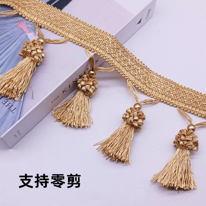 窗帘花边珠子装饰花边辅料流苏吊穗吊球欧式草莓边带水晶花边配件