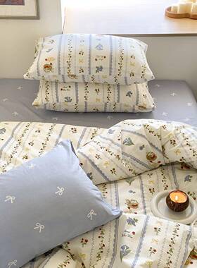 四季全棉40s斜纹棉三四件套 单双人1.5/1.8床碎花印花床笠床品