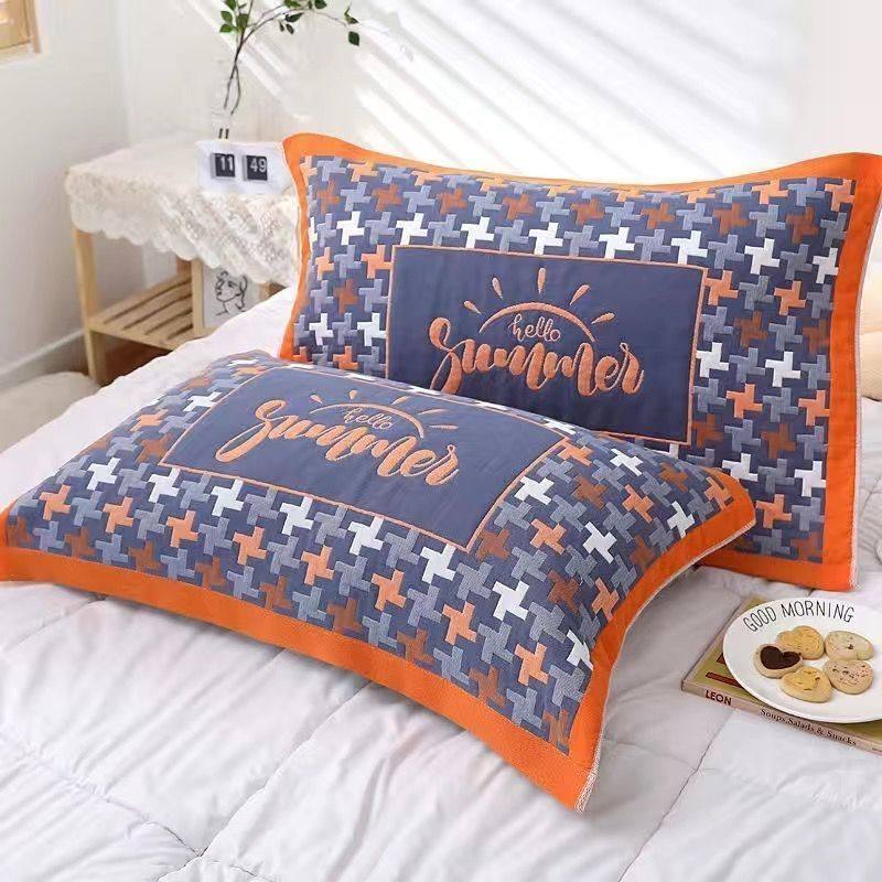 枕巾2025新款纯棉纯棉纱布枕巾五层一对装高档吸汗单人双面回